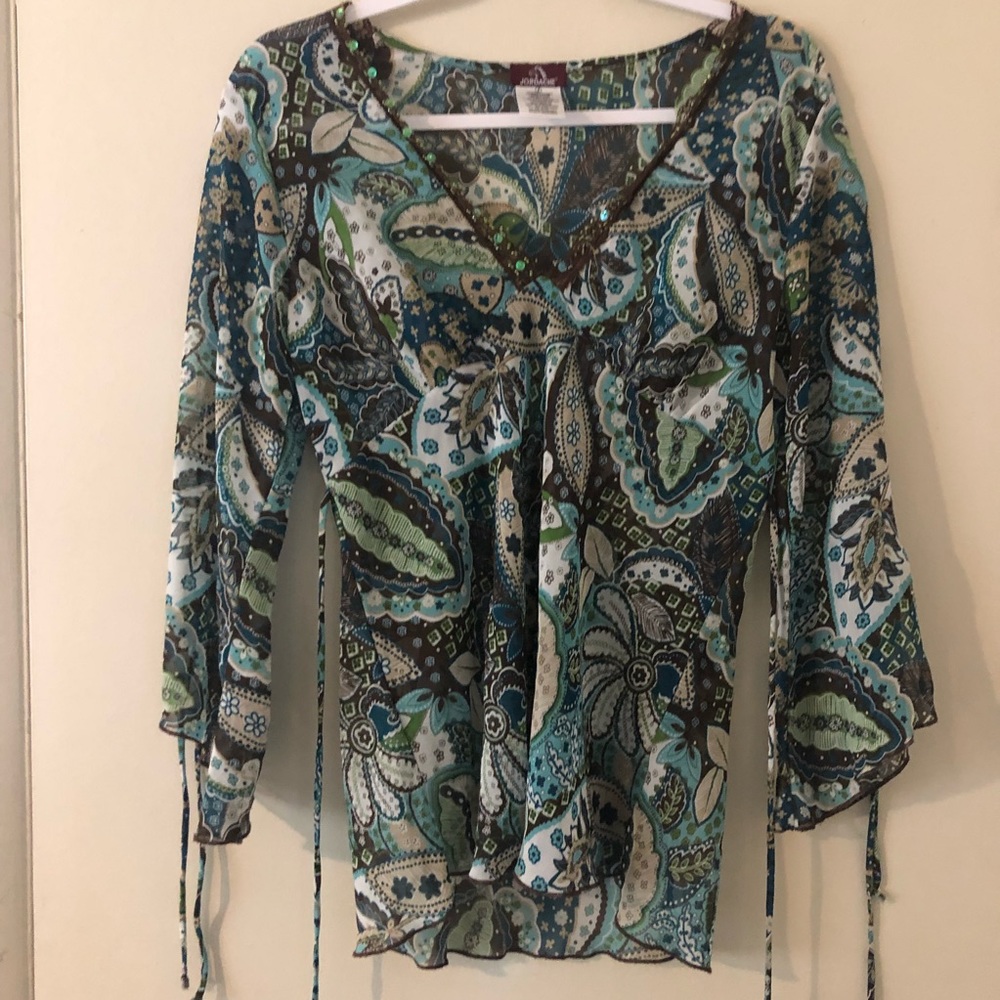 Colorful Jordache Blouse. Size Large